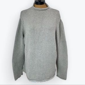 J Crew 100% Cotton light gray heavy weight bulky chunky sweater XL outdoor